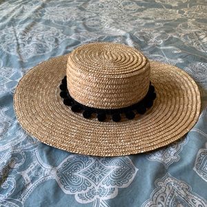 Hats by Olivia Pom Pom Boater Hat